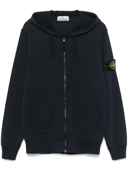 Midnight blue cotton front zip knitwear STONE ISLAND | 156100042S0051V0020